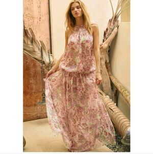 MISA LOS Angeles Angelina Floral Halter Maxi Dress Nwt